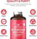 Eve's Cycle Nattokinase Supplement 4000 FU - 270 Vegan Natto Capsules - Premium Japanese Enzyme, Natural Blood Thinner, Organic, No Stearates, Non-GMO, Made in USA