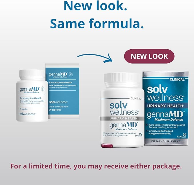 Solv Wellness GennaMD - Maximum UTI Defense - 36 mg Soluble PAC from 100% Cranberry Juice Extract - Highest PAC Concentration in a Small, Easy-to-Swallow Capsule - 90 Capsules