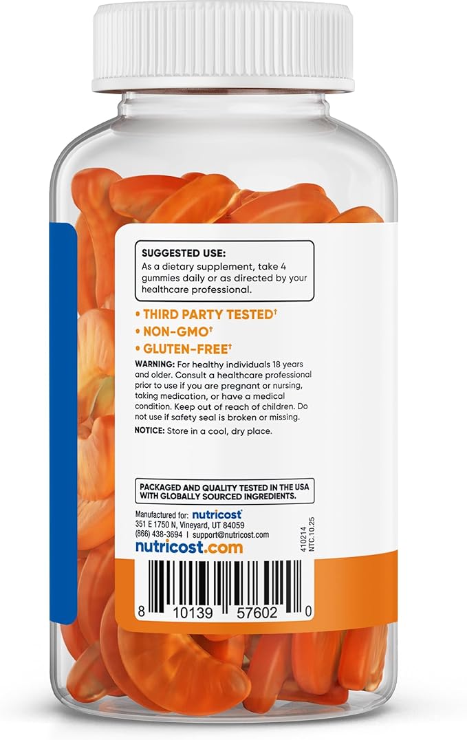 Nutricost Vitamin C Gummies (500mg) 120 Gummies - Made with Natural Flavors & 556% DV of Vitamin C, Vegan, GMO-Free, Gluten-Free, 30 Servings
