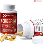 Premium Berberine Supplement, 150 Capsules – 50 Days Supply, 1500mg Berberine Per Serving, Berberine HCI, Made from 100% Pure & Natural Ingredients, Non-GMO, Gluten-Free.