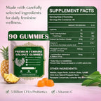 Premium Feminine Balance Gummies for Women - pH Balance Support & Vaginal Probiotic with Hawaiian Pineapple Flavor, Vegan, Gluten-Free – 90 Gummies (45 Servings)