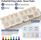 NEW Foldable & Double Protection Portable Weekly Pill Organizer 2 Times A Day with Etched Labels, AM PM 7 Day Week Medicine Box, Daily Travel Pill Case Holder Dispenser for Vitamin, Supplement - Khaki