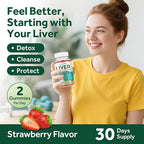 Liver Cleanse Detox & Repair Gummies, Milk Thistle Supplement with NAC, Alpha Lipoic Acid, Dandelion Root, Artichoke Leaf for Liver Detox Support, Antioxidant, Immune Support, Strawberry Flavor 60ct