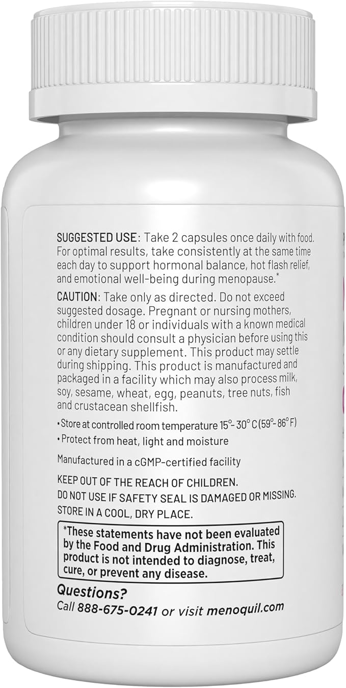 Menopausal Multi-Symptom Relief - Support for Hot Flashes, Night Sweats, Mood Swings & Restful Sleep - Black Cohosh, Ashwagandha, Chasteberry, Soy Isoflavones, Grape Seed & Sage - 60 Capsules
