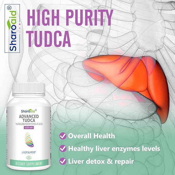 TUDCA Liver Support Supplements 1200 mg-Third Party Tested-High Strength Formula-Bile Salts for Liver Detox Cleanse-Vegan Capsules for Liver,Kidney,Gallbladder Health,1 Bottle-60 Capsules