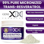 GENEX Trans Resveratrol 1000mg Powder Serving 99% Pure Micronized Pharmaceutical Grade | 30 Servings/30Grams | 1 Gram Per Day 30-Day Supply Made in a GMP & NSF Certified Facility