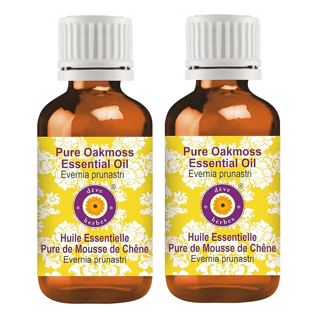 dève herbes Pure Oakmoss Essential Oil (Evernia prunastri) 100% Therapeutic Grade Steam Distilled for Personal Care (Pack of Two) 100ml X 2 (6.76 oz)