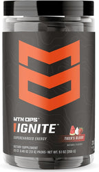 MTN OPS Ignite Sugar Free Energy Drink Powder Trail Packs with 200mg Caffeine, Travel Pre Workout Packets for to-Go Energy, Nootropic Blend, L Arginine & L Citrulline, 20 Servings, Tiger's Blood