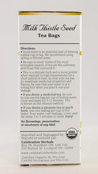 Celebration Herbals Organic Milk Thistle Seed Herbal Tea -- 24 Tea Bags, NET WT.60, 2.11 OZ