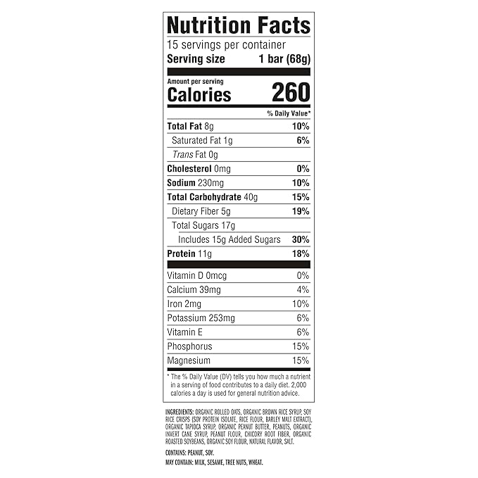 CLIF BAR - Energy Protein Bars - Crunchy Peanut Butter - Made with Organic Oats - Energy Bars - Non-GMO - (15 Pack)