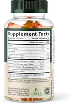Turmeric Curcumin Supplement Gummies - 95% Curcuminoids with Turmeric & Ginger, Black Pepper for Best Absorption, Nature's Vegan Joint Support, Non-GMO, Gluten Free, Tasty Peach Flavor - 120 Gummies