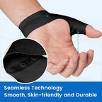 Velpeau Thumb Compression Sleeve for Tendonitis (Pack of 2), Seamless Technology, Gloves Wraps for Arthritis Pain Relief for Women & Men, Splint Liner, Fits Both Hands (Black, Short Version, L)