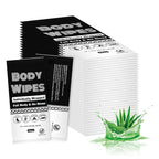 Individually Wrapped Body Wipes Bulk Bath Wipe, Women Men Large Adult Disposable Body Shower Wipes No Rinse-Free Bathing Cloths Wipe for Outdoors After Gym Camping Travel (50, Black, 12 x 10.3 in)