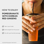 JUNG KWAN JANG Pomegranate with Korean Red Ginseng - Vegan Red Panax Ginseng Liquid Energy Drink with Natural Sweetness from Agave & Grape Extracts - No Caffeine, Non-GMO (20 Pouches, 1.69 fl oz)