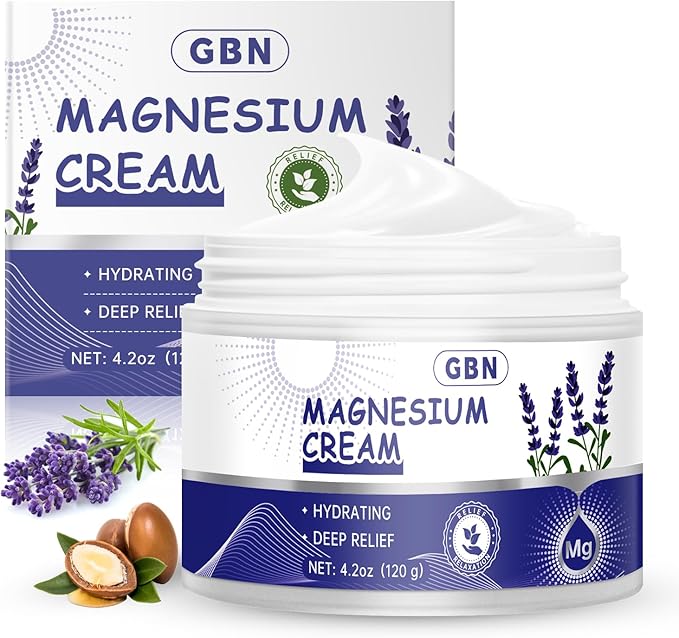 GBN Magnesium Cream - Hydrating Magnesium Lotion for Sleep - Natural Relaxation & Muscle Tension, Nighttime Butter for Feet, Leg Cramps, Safe for Kids (Lavender)