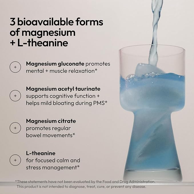 Moon Juice Magnesi-Om Magnesium Powder Supplement - Chelated Magnesium Complex + L-Theanine Blend for Rest, Relaxation & Regularity - Vegan, Non-GMO & No Sugar, Blue Lemon, 7.7 oz, 55 Servings