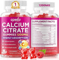 Calcium Citrate Gummies 1200mg, High Absorption Calcium Supplements for Women & Men, Sugar Free Calcium Gummies for B0ne, Muscle & Immune Support, Non-GMO, Vegan, Raspberry Flavor, 60 Count