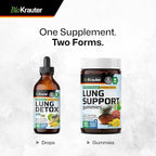 BIO KRAUTER® 8-in-1 Lung Detox for Respiratory Support - Lung Сleanse Gummies Mushroom & Herbal Supplements - 60 Mullein Gummies with Vitamin C, 30 Days of Supply, Blueberry Flavor, Non-GMO