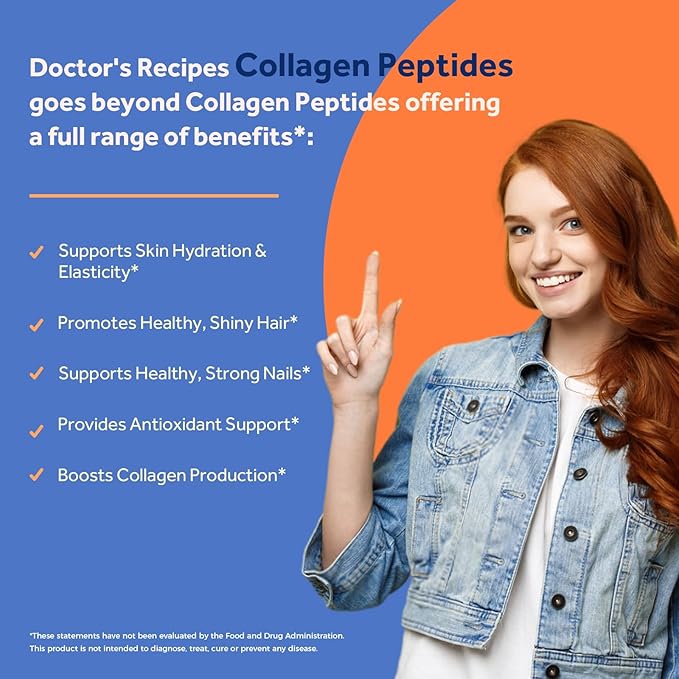 Doctor's Recipes Multi Collagen Peptides with Golden Turmeric, Vitamin C, Biotin, Hyaluronic Acid & Black Pepper, Collagen Supplements for Skin, Hair, Nail, Collagen for Women and Men, 90 Caps