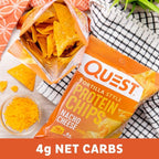 Quest Nutrition Protein Tortilla Chips, Nacho Cheese, 18g Protein, 4g Net Carbs, 150 Calories, Low Carb, Gluten Free, Soy Free, Potato Free, Baked, 1.1oz Bag, Single Sample