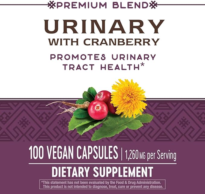 Nature's Way Premium Blend Urinary with Cranberry, 1,260 mg per Serving, 100 Caps (Pack of 2)