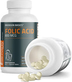 Bronson Folic Acid 800 MCG Supports Prenatal Development, Non-GMO, 360 Tablets