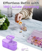 Pillex Pill Organizer, Am & Pm Pill Organizer 7 Days, Weekly Pill Case 2 Times a Day, Cute Pill Box 7 Day, Medicine Organizer for Travel, Vitamins, Fish Oils, Supplements (Gradient Pink-Purple)