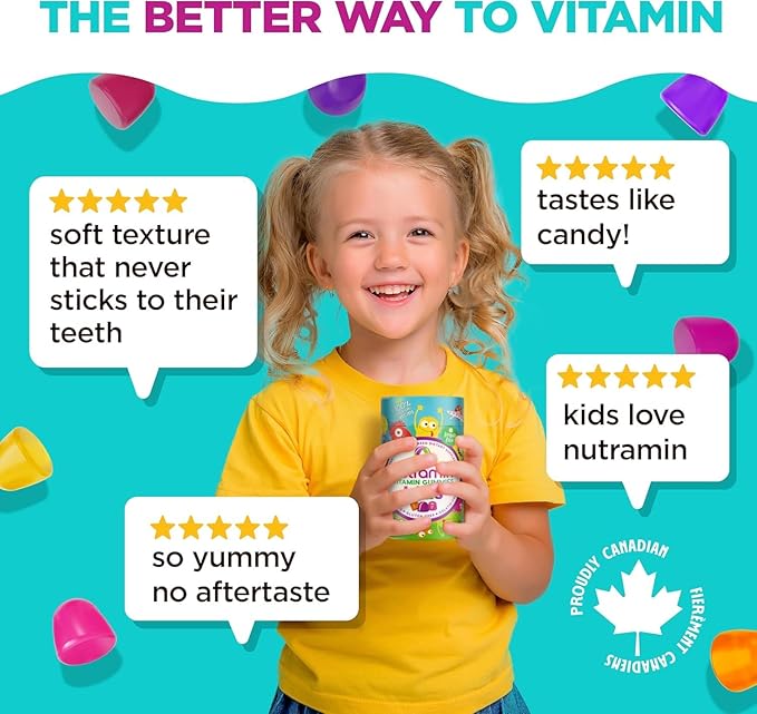 Nutracelle NUTRAMIN Sugar-Free, Allergen-Free 100% Vegan Gummy Multivitamins for Kids - Great Tasting Natural Gummies Your Kids Will Love - 60 Count Bottle