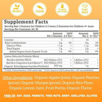 Llama Naturals Kids Probiotic with Prebiotic Fiber, Vegan, Organic Prebiotics and Probiotics Gummies for Gut Health Support, Toddler Real Fruit Gummy Vitamins, No Added Sugar Cane, Peach Mango, 60 Ct