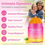 Feminine Probiotics Gummies with Slippery Elm | Pineapple Gummies for Women ph Balance, Vaginal Probiotics Supports Flora, Gut Health & Immune System, Prebiotics & Lactobacillus Blend | 60 Gummies