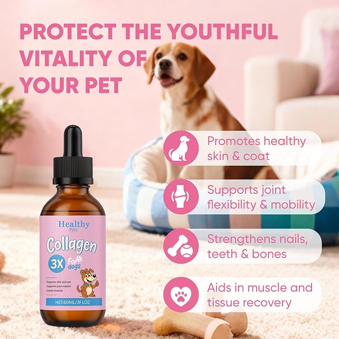 Healthy Petz Collagen for Dogs, Supports Joint Relief & Healthy Skin Coat, Gut Health, Premium Liquid Collagen Supplement, 2 fl.oz