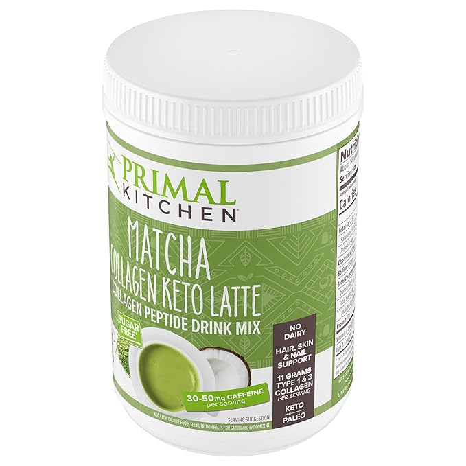 Primal Kitchen Matcha Collagen Keto Latte Powder, Sugar-Free Collagen Peptides, 9.33 Ounces