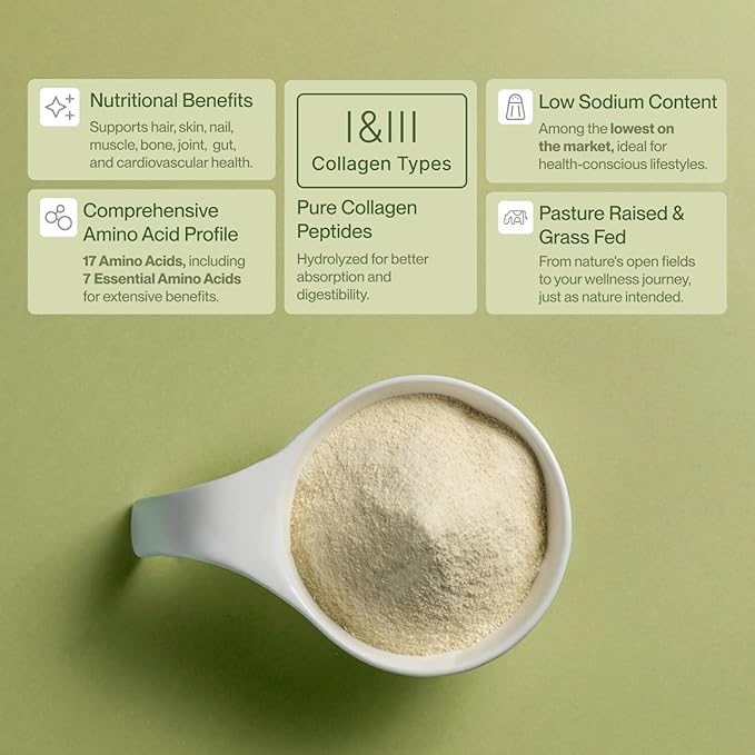 CollaVita Collagen Peptides (2 Month Supply) Grass-Fed Pasture-Raised Hydrolyzed Collagen Powder, Type I & III Hair, Nails, Skin & Joints, Non-GMO, Paleo & Keto, Unflavored 10 oz 2 Pack 30 Serving x 2
