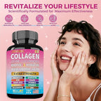 Collagen Supplement - Type I, II, III, V and X - with Biotin, Keratin, Hyaluronic Acid & 13+ Extra Strength Ingredients - （180 Capsules）