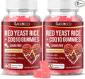 MEENCCD 2 Pack Red Yeast Rice with CoQ10 Gummies, Red Yeast Rice Supplement with Coenzyme Q10 for Overall Well-Being, Sugar Free, Vegan, Raspberry Flavor, 120 Count