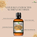 USDA Certified Virgin Organic Sesame Seed Oil Unrefined 100% Pure Natural for Skin, Body, Face, and Hair Growth Large 4oz Glass Bottle