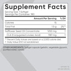 Sports Research CLA - 1250mg with Active Conjugated Linoleic Acid for Men and Women | Non-GMO, Soy & Gluten Free - 95% (180 Softgels)…