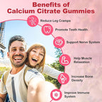 Calcium Citrate Gummies - Chewable Calcium Gummies for Bone, Muscle, Teeth, Immune Support, High Absorption Calcium Supplements for Women & Men Sugar Free Strawberry Flavor 60 Count