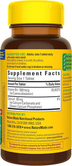 Nature Made Vitamin B12 500 mcg, Dietary Supplement for Energy Metabolism Support, B12 Vitamins 500 mcg, 200 Tablets, 200 Day Supply