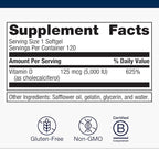 Metagenics Vitamin D3 5000 IU Supplement - High Potency Softgels for Immune, Bone & Heart Health* - 125 mcg Cholecalciferol in Coconut Oil for Enhanced Absorption* - Non-GMO, Gluten-Free - 120 Count