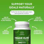 MRM Veggie Elite Performance Protein - Vanilla Bean, Plant-Based Powder, 24g Protein per Serving with BCAAs & Digestive Enzymes, Clinically Tested - Vegan, Gluten-Free - 30 Servings