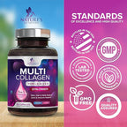 Multi Collagen Pills 2400 mg Per Serving - Advanced Types I, II, III, V, X - Hydrolyzed Multi Collagen Peptides Pills Supplement for Women & Men - Hair, Skin, & Nail Support Supplements - 180 Capsules