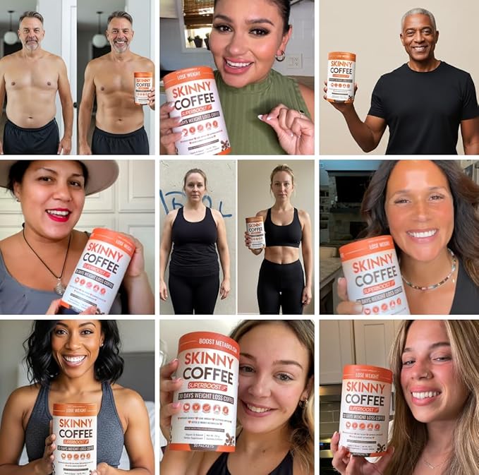 Skinny Coffee Super Boost Weight Loss Coffee, Belly Fat Burner for Women & Men, Sugar-Free Keto Vegan, Reduces Bloating, Supports Energy & Metabolism, Appetite & Cravings Control (60 Servings)