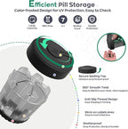 HIONXMGA Pill Dispenser with 7 Large Compartments,Portable Pill Bottle Organizer for Travel,Anti-Mixing Supplement Organizer Easy Twist Wide-Opening Pill Container with 20Pcs Labels,Translucent Black