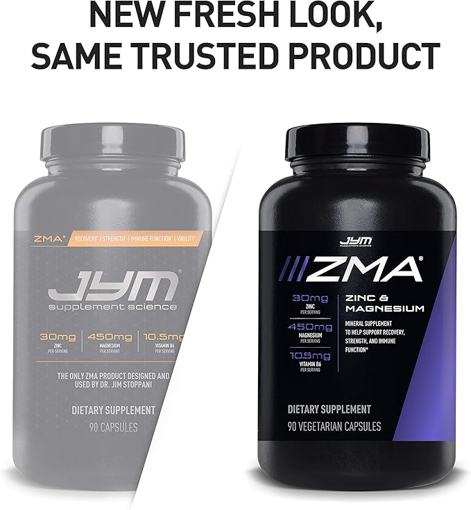 ZMA JYM, Zinc & Magnesium Supplement - Zinc, Magnesium and Vitamin B6, YM Supplement Science, 90 Vegetarian Capsules (Pack of 2)