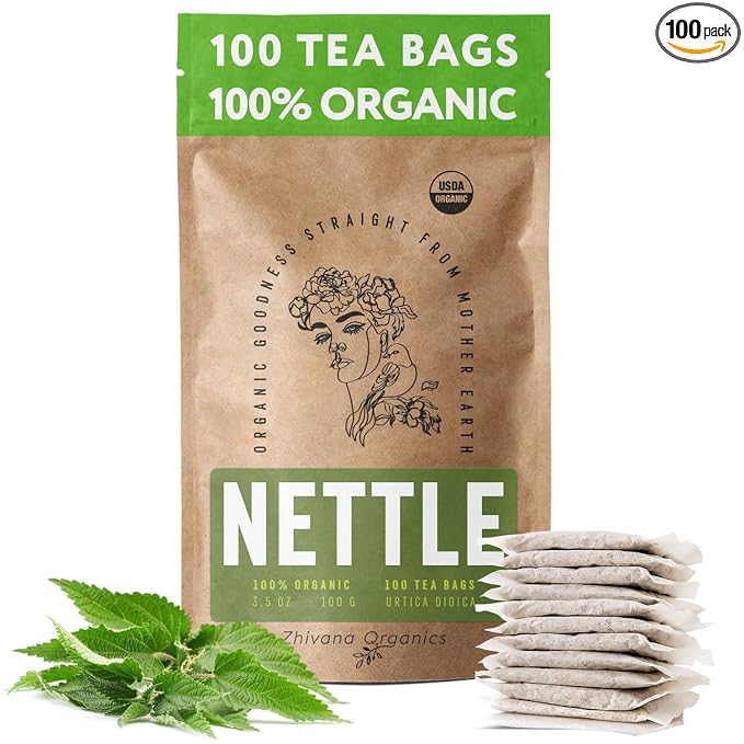 Nettle Tea Organic (100 Tea Bags) - Stinging Nettle Leaf TeaBags (Urtica Dioica) - Te de Ortiga Verde Organica - Support Digestion, Fluid Balance, Kidney, Skin, Hair