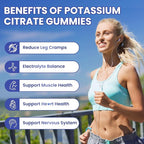 Potassium Citrate 1200mg Gummies for Adults Women & Men, Chewable Potassium Supplement for Muscle Health & Electrolyte Support, Sugar Free, Blueberry Flavor, 120 Count