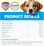 Collagen for Dogs - 150 Chews - Joint, Skin & Coat Supplement with Hyaluronic Acid, Eggshell Membrane & Vitamin C - Daily Hip & Joint Support for Senior Dogs & Puppies - Chicken