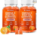 Omega 3 Fish Oil Gummies, Delicious Orange Flavor Fish Oil Gummy Supplements for Joint, Heart Health, & Brain Support (60 Count（Pack of 2）)