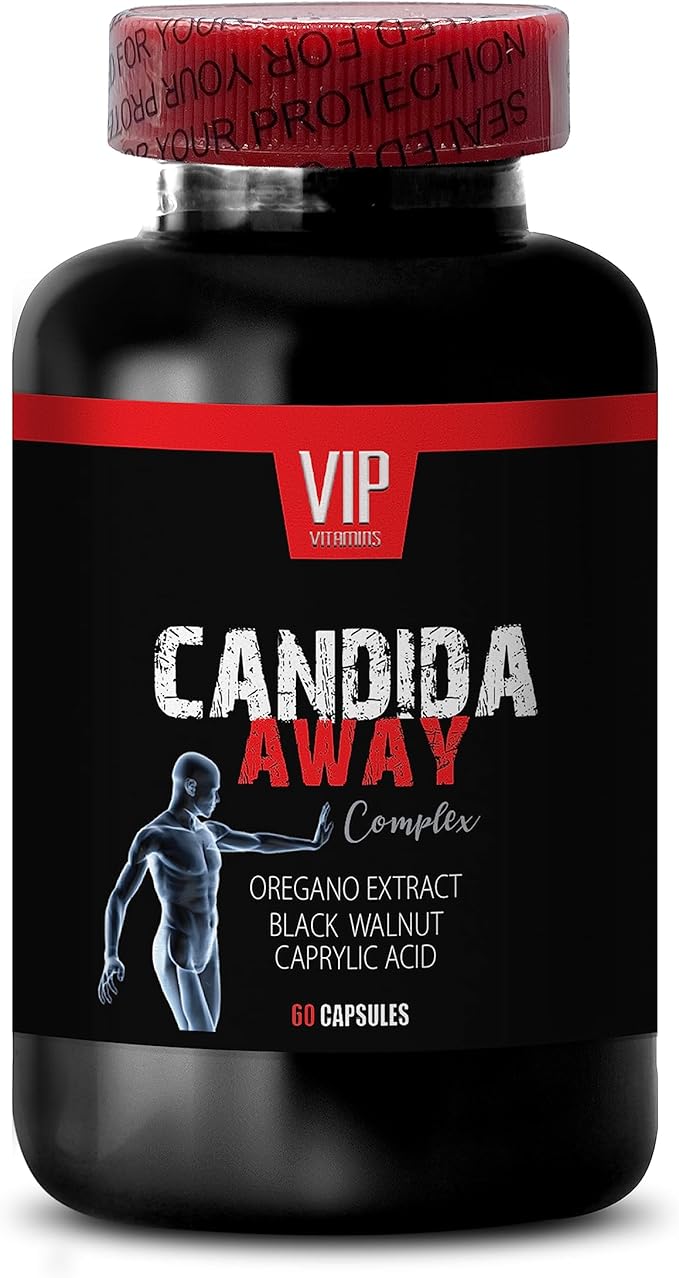 Natural detoxification Supplement - Candida Away Extra Strength Formula - Candida Support - Digestive AID - Candida Vitamins - Candida Cleanse - Oregano Oil Capsules - Black Walnut Hull - 1Bottle